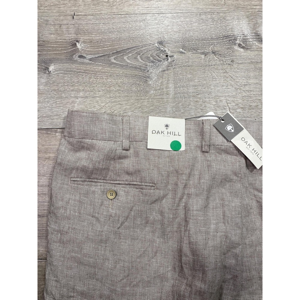 Oak Hill Dress Pants Mens‎ 50x30 Beige Linen Blend Pleated Big & Tall Trousers - Picture 3 of 12